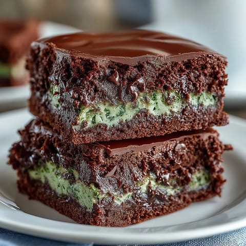 Decadent brownie bites featuring cool mint flavor and melty chocolate chips, an easy St. Patricks Day dessert idea.  