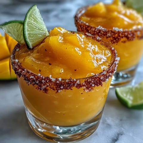 Refreshing frozen mango margarita mocktail blended with citrus and served chilled, perfect for summer gatherings.