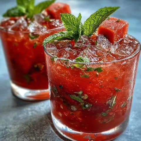 Refreshing watermelon mint lemonade with vibrant pink hue, garnished with fresh mint leaves and lemon slices in a clear glass pitcher.