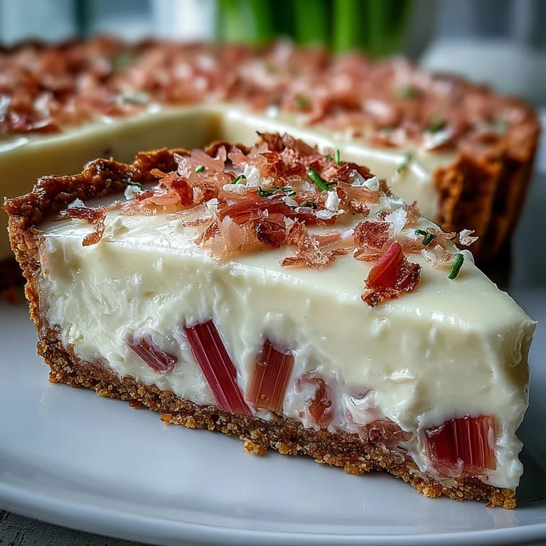 Freshly made Rhubarb, White Chocolate, and Elderflower Tart cooling on a wire rack, highlighting the flaky crust and vibrant fruit.