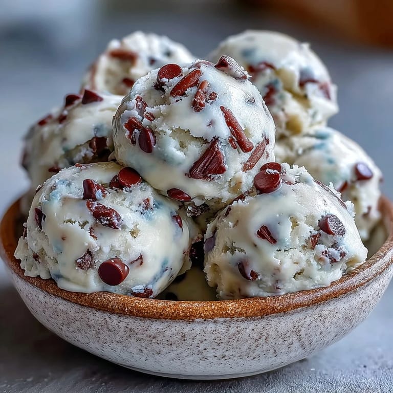 A scoop of egg-free Greek Yogurt Cookie Dough, buttery and tangy, on a marble countertop for an easy dessert.  
