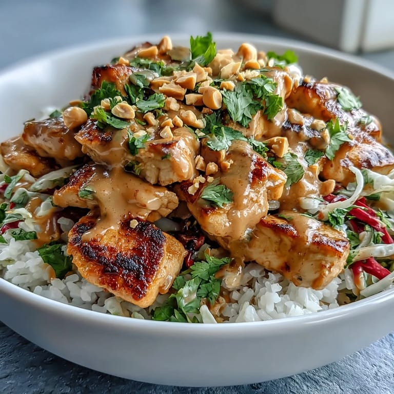 A colorful, meal-prep ready Peanut Chicken Protein Bowl featuring crisp red cabbage, shredded carrots, and chopped peanuts for a satisfying, crunchy texture.