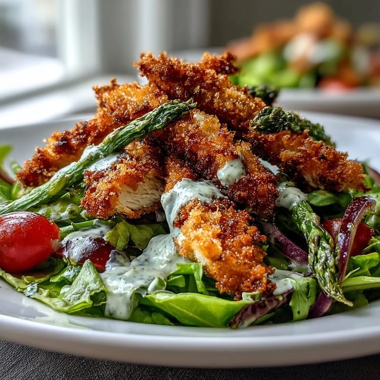 Juicy shredded chicken and crunchy baked asparagus make up this gluten-free Crispy Parmesan Asparagus Chicken Salad.
