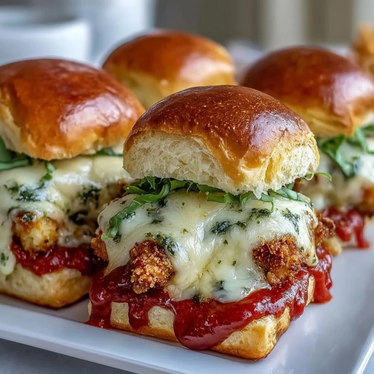 Oven-baked Pesto Chicken Parmesan Sliders served on a rustic board, garnished with fresh parsley and ready for game day.