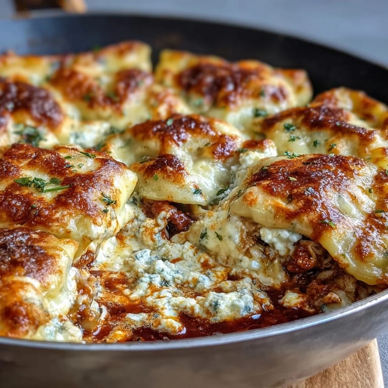 Easy skillet dinner with ground turkey, shredded cabbage, and dumpling layers smothered in marinara and ricotta cheese.