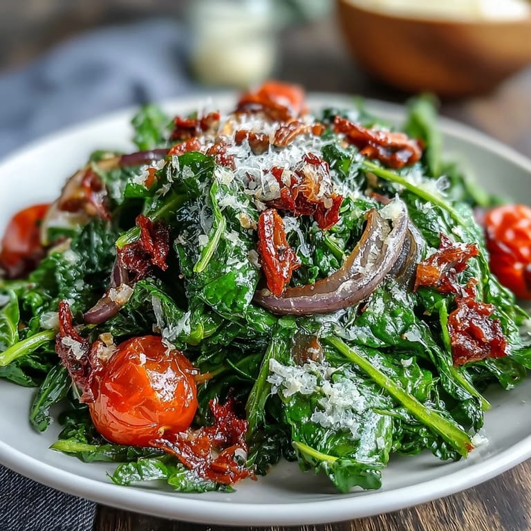 Refreshing dandelion greens salad topped with lemon vinaigrette, cherry tomatoes, and Parmesan for a crisp, flavorful dish.