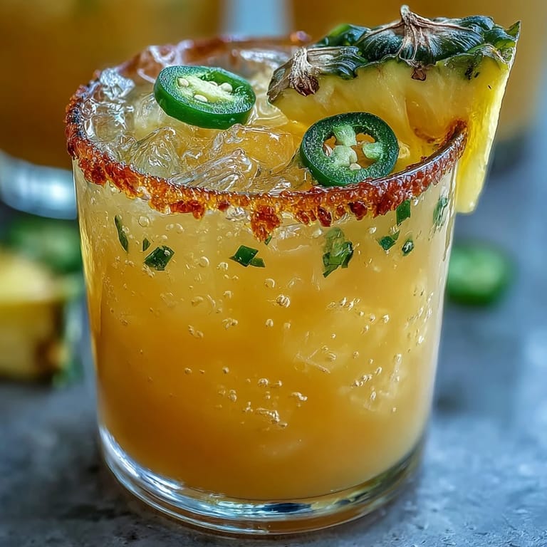 Cold Pineapple Jalapeño Agua Fresca with tropical fruit flavor and a gentle spicy kick in a clear glass pitcher.