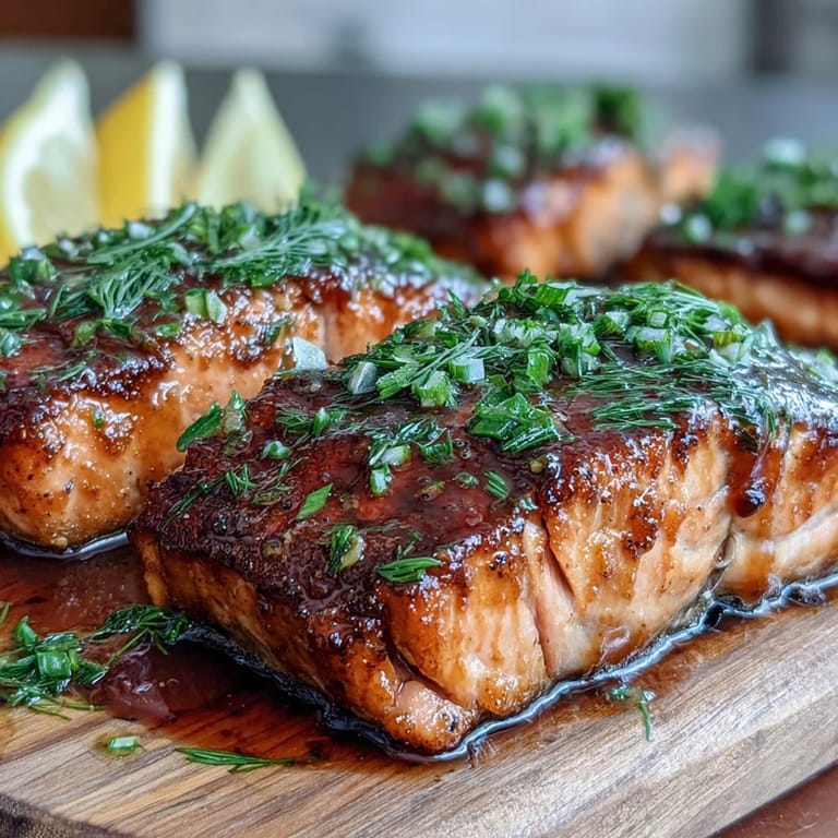 Beautiful Cedar Plank Salmon, perfectly cooked with herbs and lemon wedges.