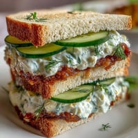Kentucky Derby Tea Sandwich Trio arranged on a tiered platter with cucumber, egg salad, and ham varieties, garnished with fresh herbs and edible flowers.